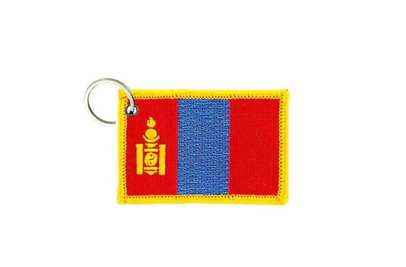 Keychain keyring embroidered embroidery patch double sided flag mongolia