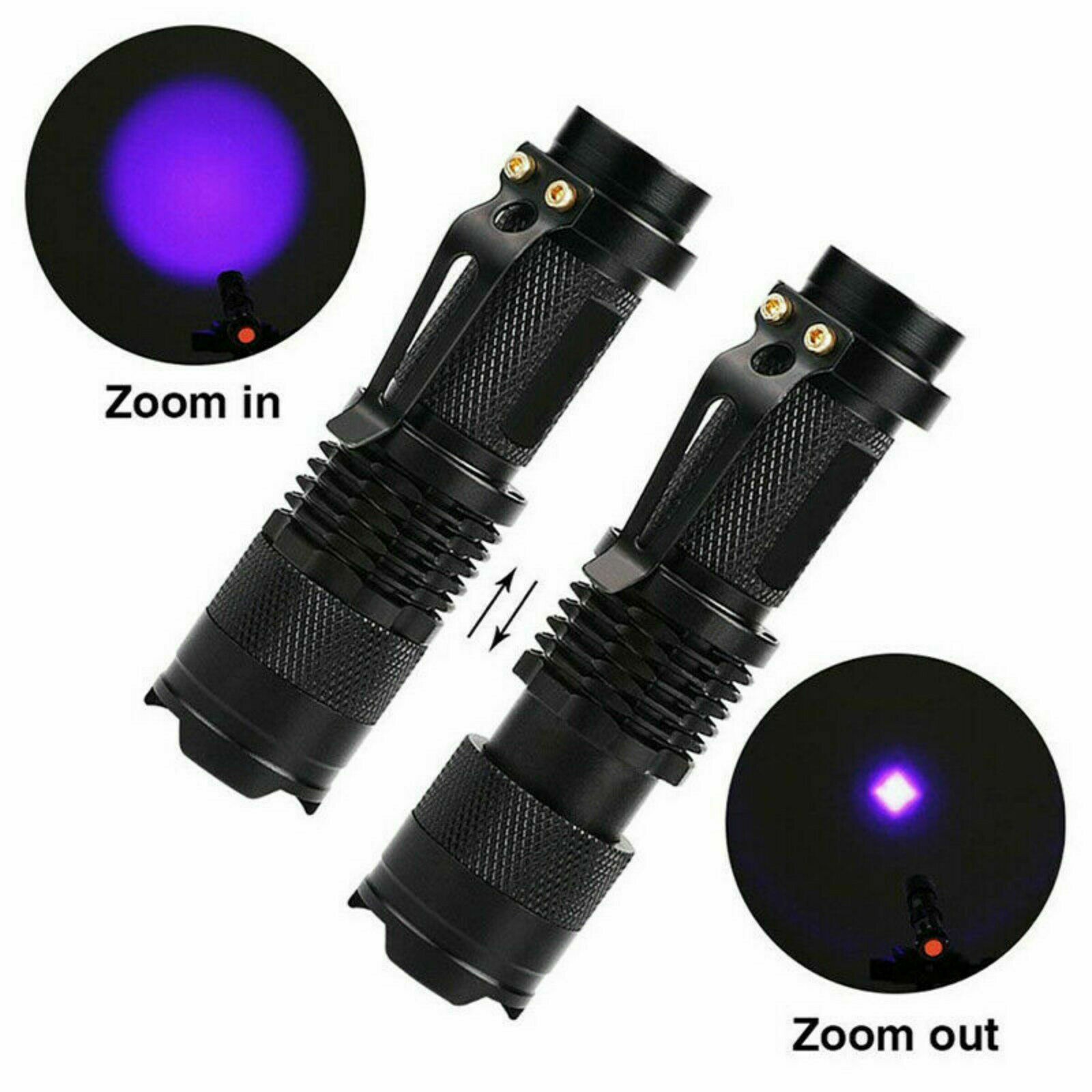2Pcs UV Ultraviolet Flashlight Black Light 395nm 365nm Detector Urine Pet Stains