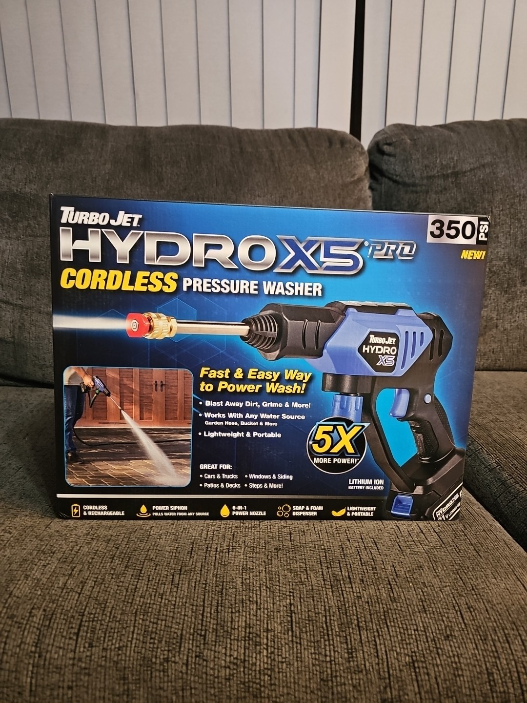 Turbo Jet Hydrox5 Pro Portable Cordless Pressure Washer With 21V 3000Mah Battery