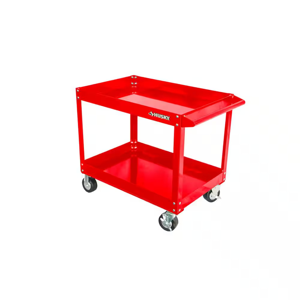 36 In. 2 Tier Cart, Gloss Red