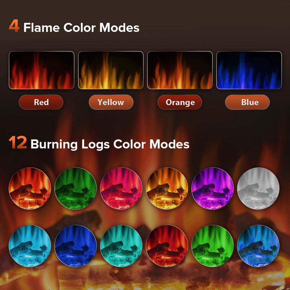 60'' Electric Fireplace Mantel，Remote Control, Adjustable LED Flame