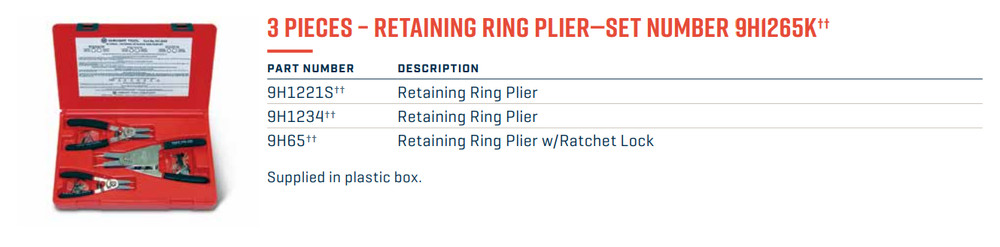 Wright Tool 9H1265K Snap Ring Plier Set - 3 pieces