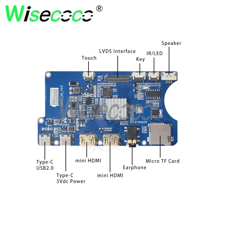 Wisecoco 12.3 Inch Touch Screen 1920x720 IPS LCD Screen Module USB-C Driver Boar