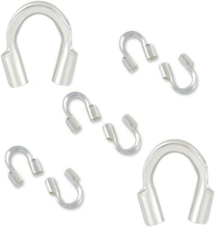 925 Sterling Silver Small Wire Guards - 50pcs Thread Protectors for Crafts