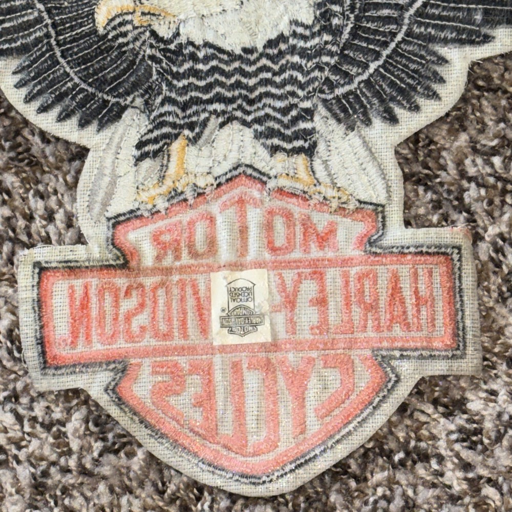 Large Vintage Harley Davidson Eagle Patch 8" x 10" As Is Used