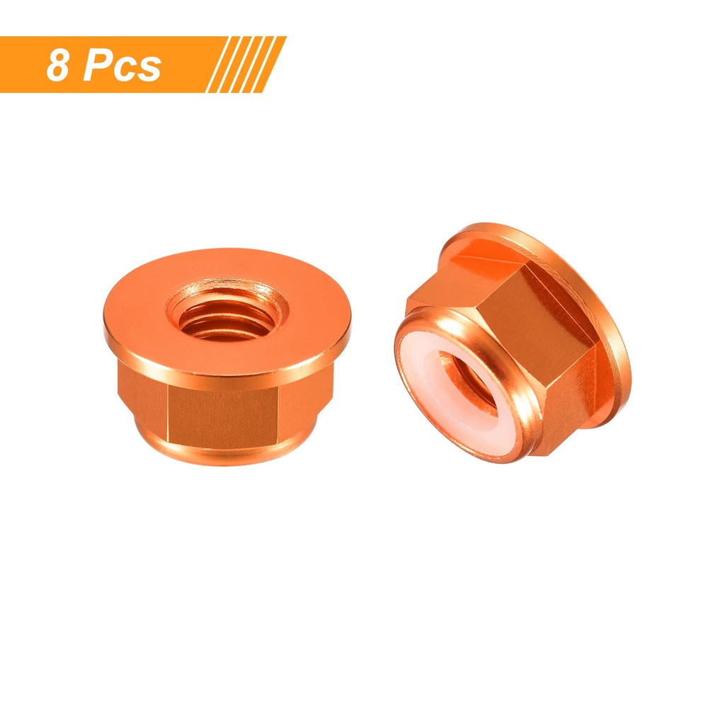 Nylon Insert Hex Lock Nuts, 8pcs - M4x0.7mm Self-Locking Nut(Orange)