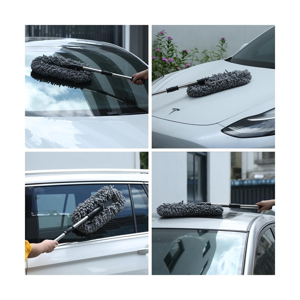 IPELY 3 Pack Large Microfiber Car Duster Exterior Scratch Free with Extendabl...