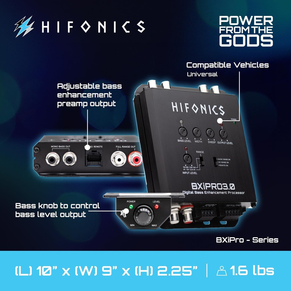 Hifonics BXIPRO3.0 Bass Enhancer, Digital Processor with Dash Mount Remote...