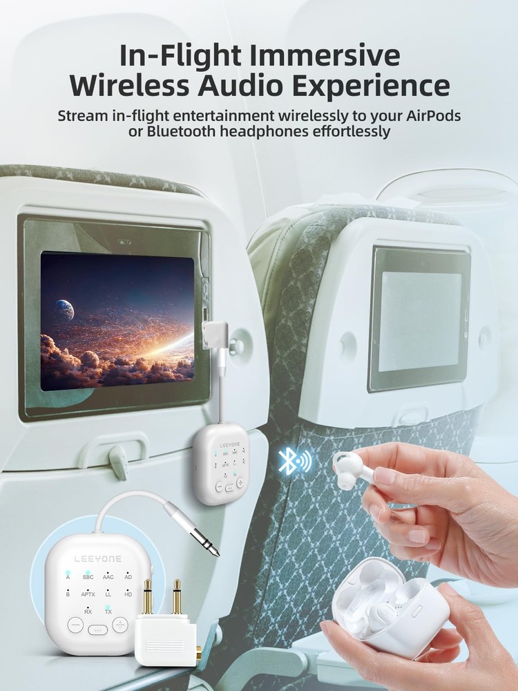 Bluetooth 5.4 Transmitter Receiver, 2-in-1 Wireless Transmitter for Airplane,...