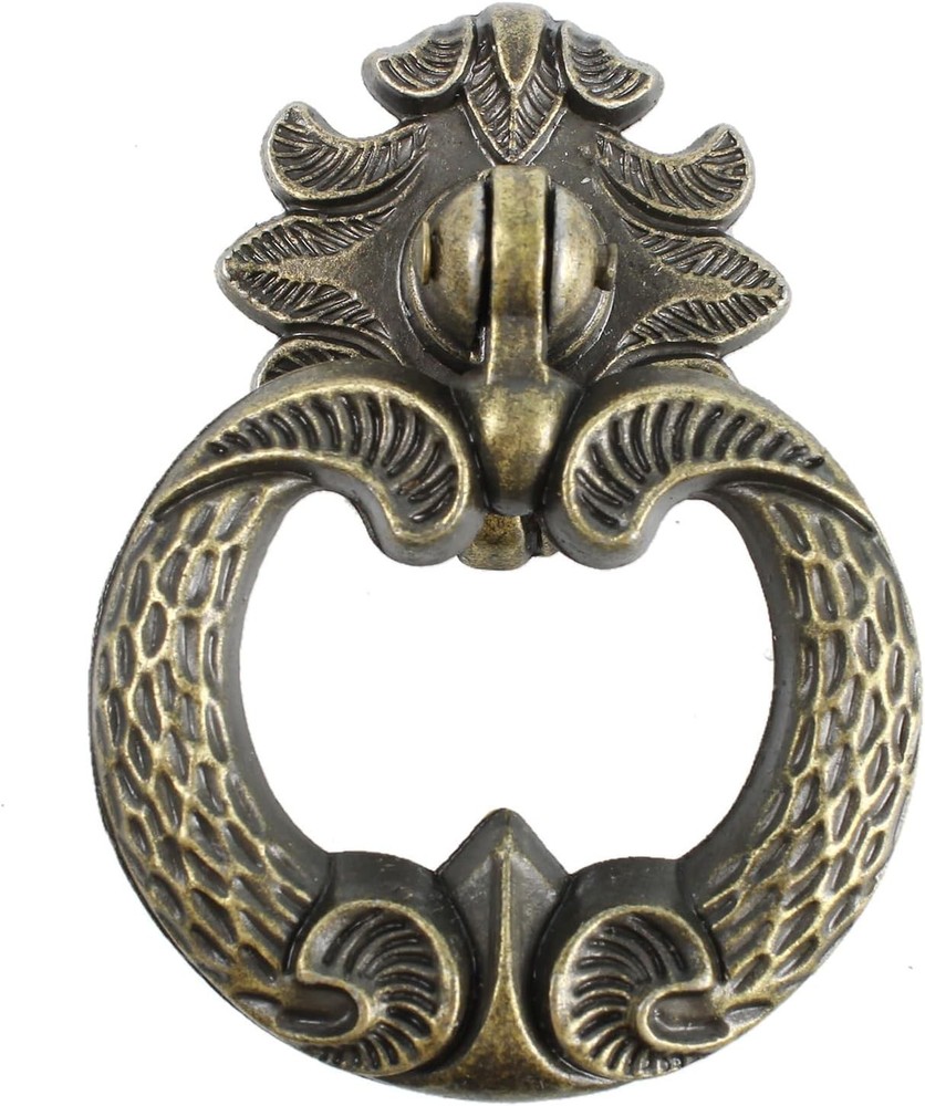 6PCS Vintage Bronze Drawer Ring Pulls, Antique Single Hole Pull Handles, round D