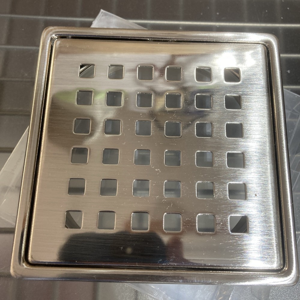 Everbilt Watershield Shower System 4" Brushed Nickel Square Grid Drain Grate