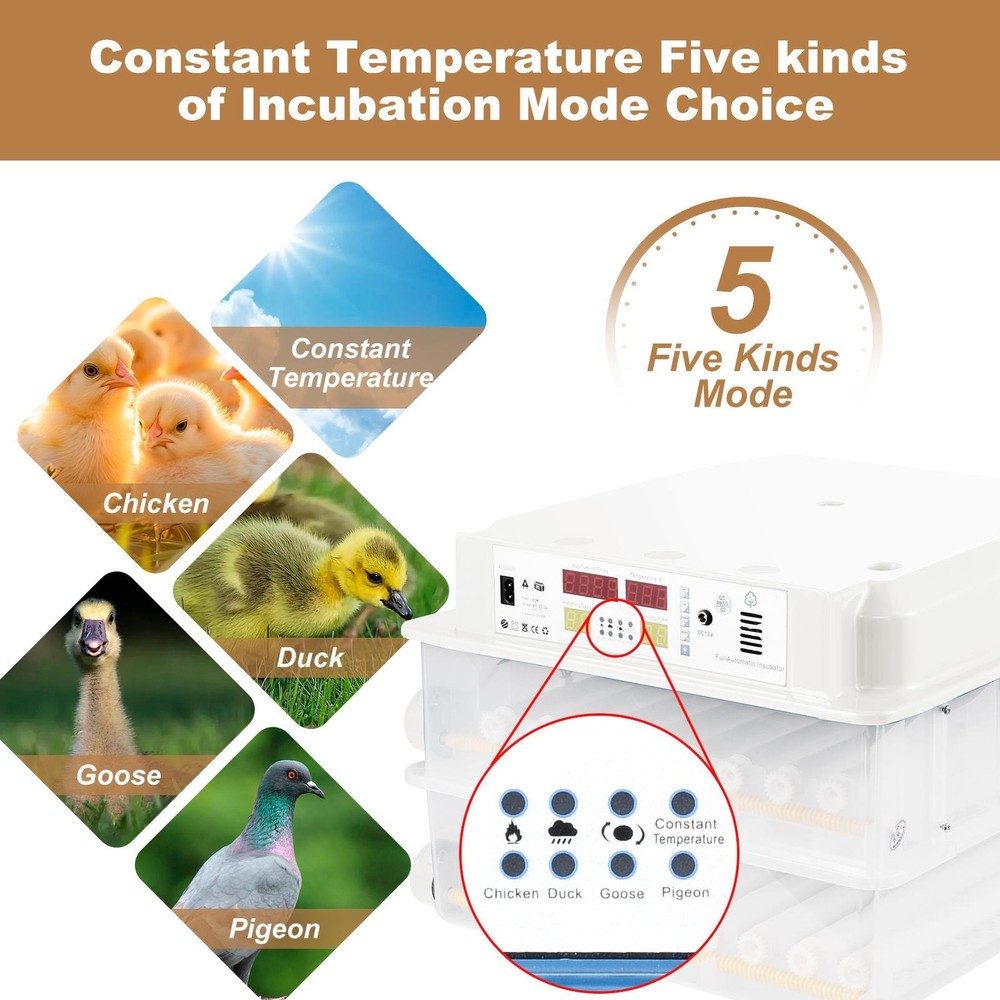 Automatic 120 Eggs Incubator Temperature Control Digital Chicken Egg Hatcher New