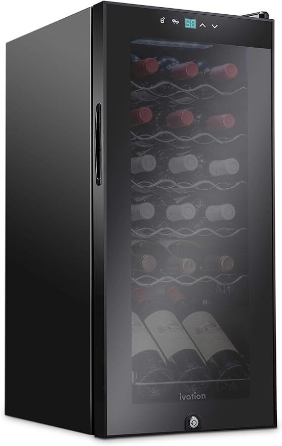 18 Bottle Compressor Energy Efficient Wine Cooler Refrigerator Lock Single Zone