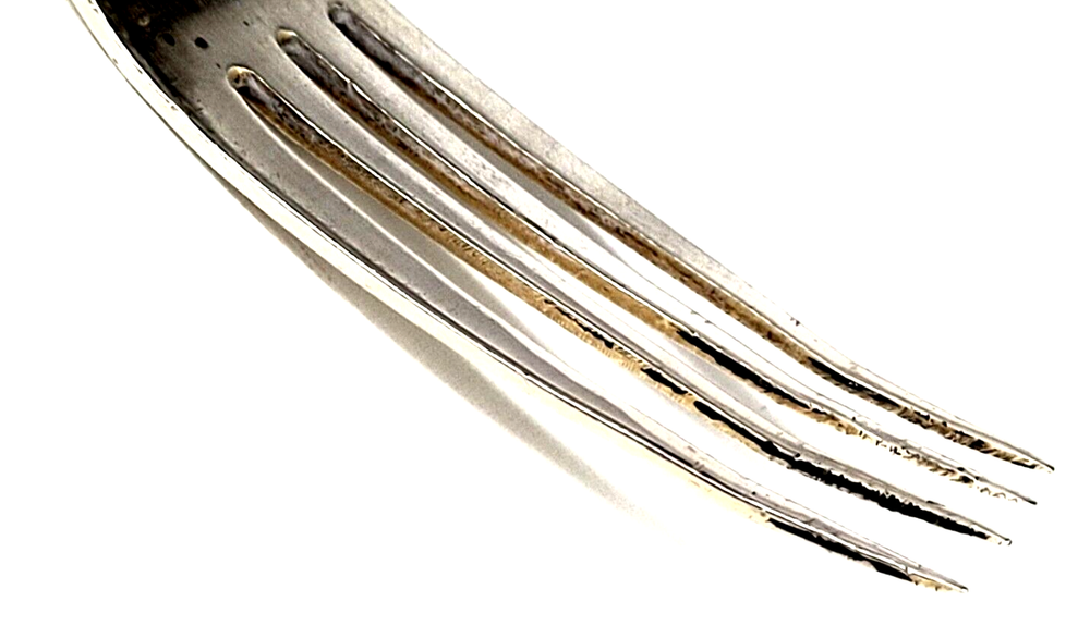 Russian Silver Etched Fork & Spoon Spiral Handle Gold Wash