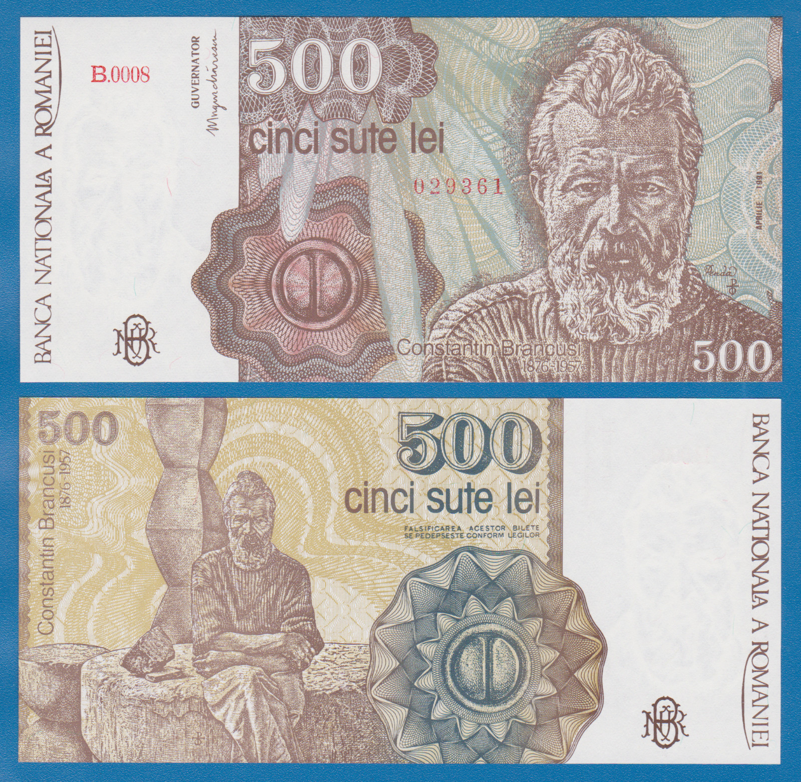 Romania 500 Lei P 98b April 1991 UNC ( P 98 b )