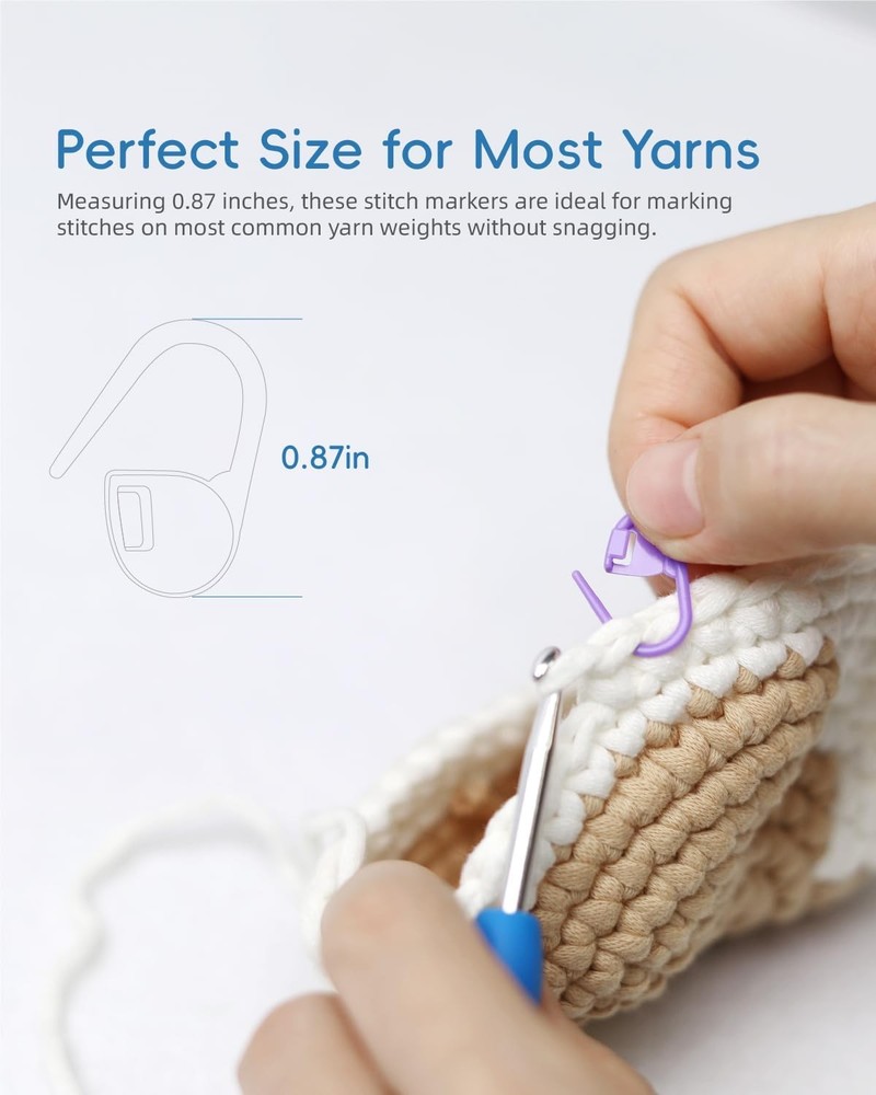 100PCS Crochet Stitch Markers by Flickzo – Locking Multicolor