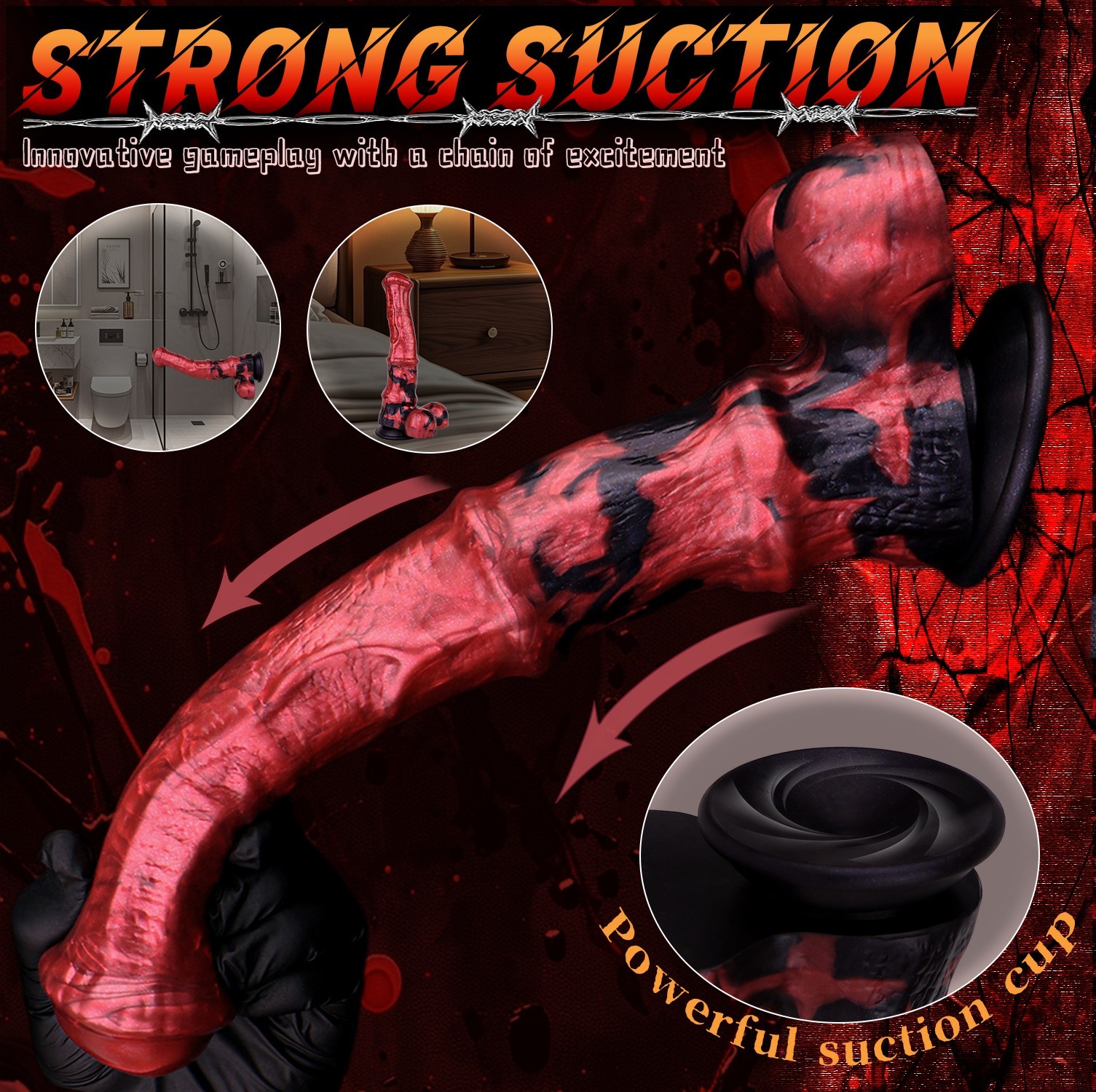 Silicone Fantasy Long Dildo With Suction Cup Realistic Penis Butt Plug Sex Toys