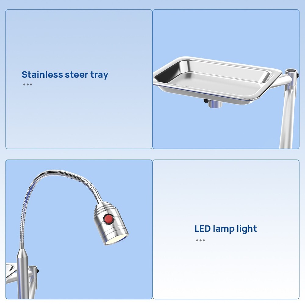 Dental Portable & Practical Adjustable Folding Chair With LED Light + Tray Ruby