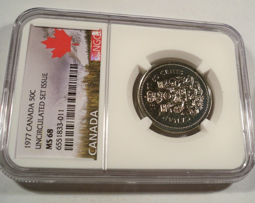 1977 CANADA NGC MS68 HALF DOLLAR 50c MS 68