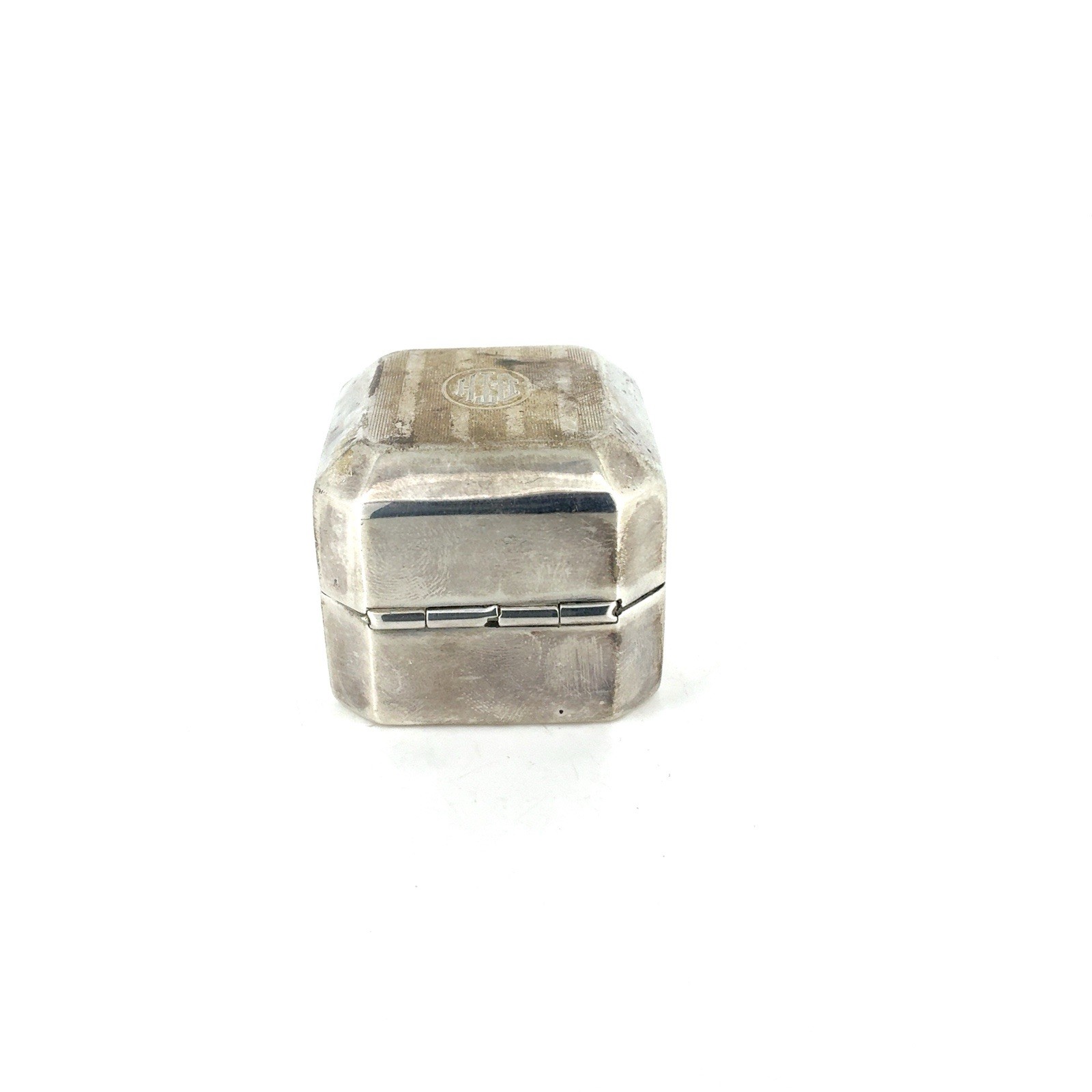 Vintage Birks Sterling Silver Presentation Ring Box With Black Velvet - Monogram