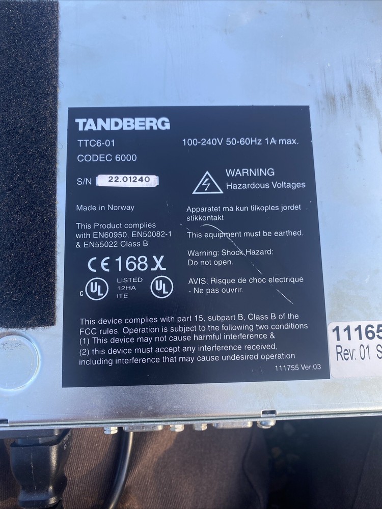 Tandberg TTC6-01 Codec 6000 Multisite System Video Conference Unit w/ Power Cord