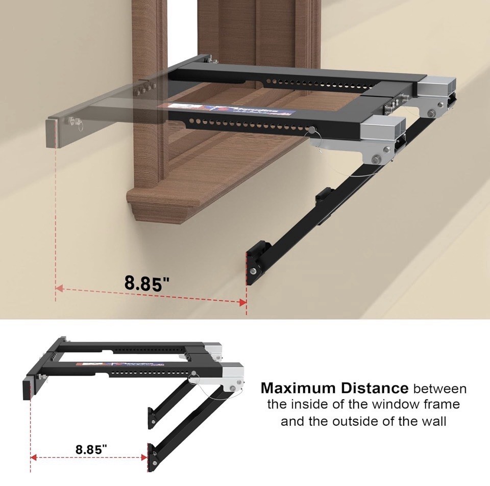 Upgraded No-Drill Window AC Bracket, Adjustable Window Air Conditioner Support