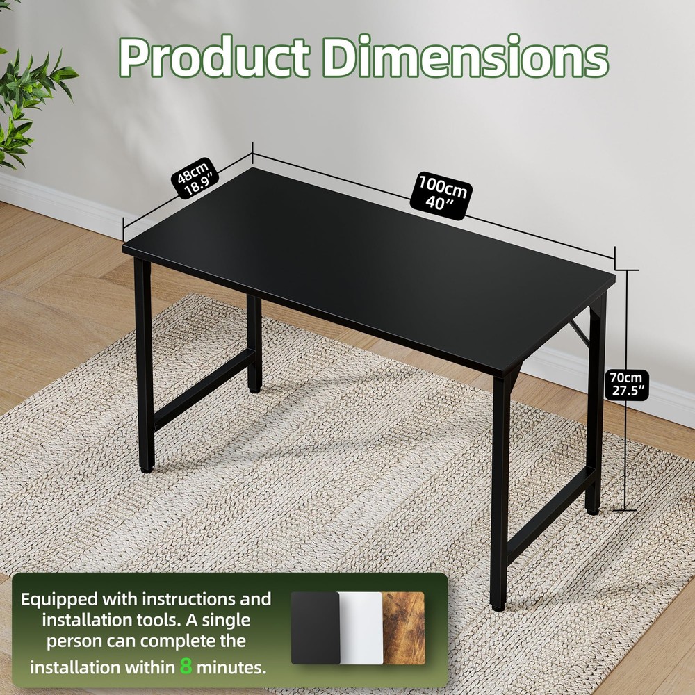 40 inch Computer Desk, Small Home Office Desk Study Writing Kid Table, Simple...