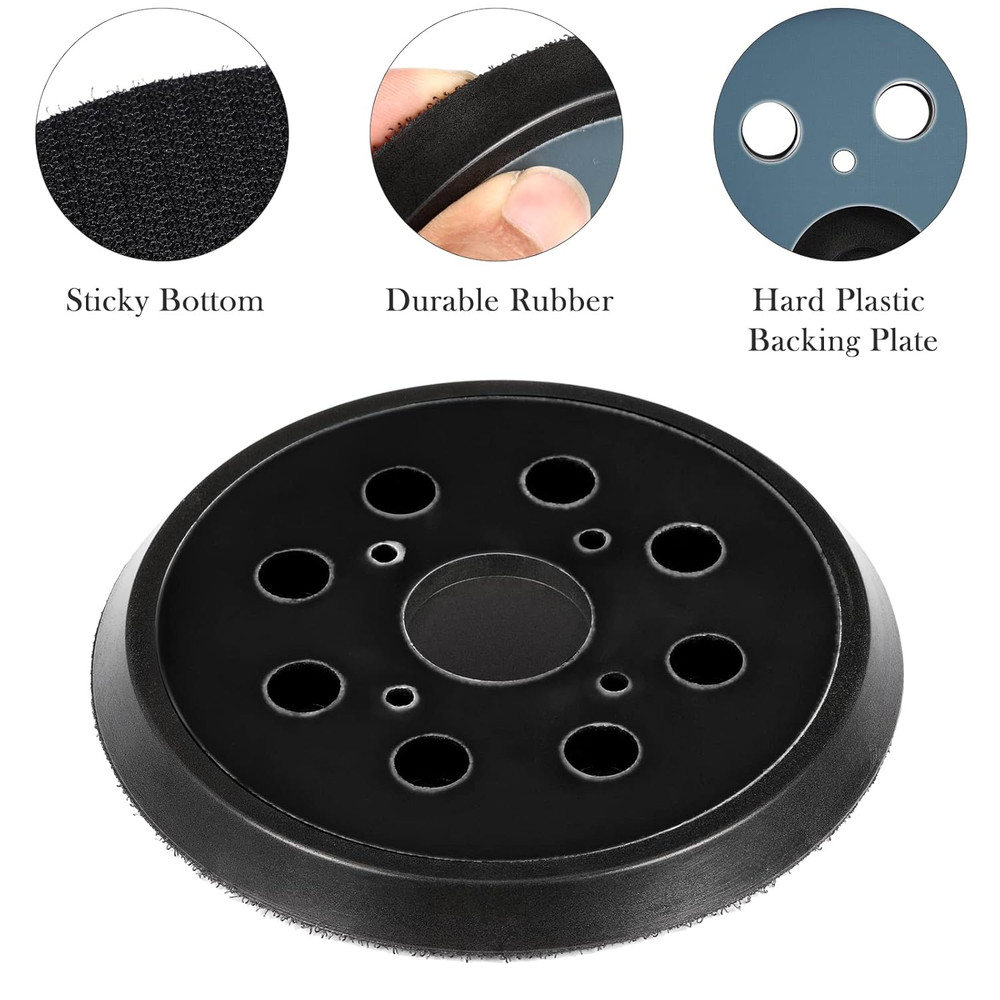 2 Pieces 5 Inch 8 Hole Hook and Loop Orbital Sander Replacement Pad Backing Pad