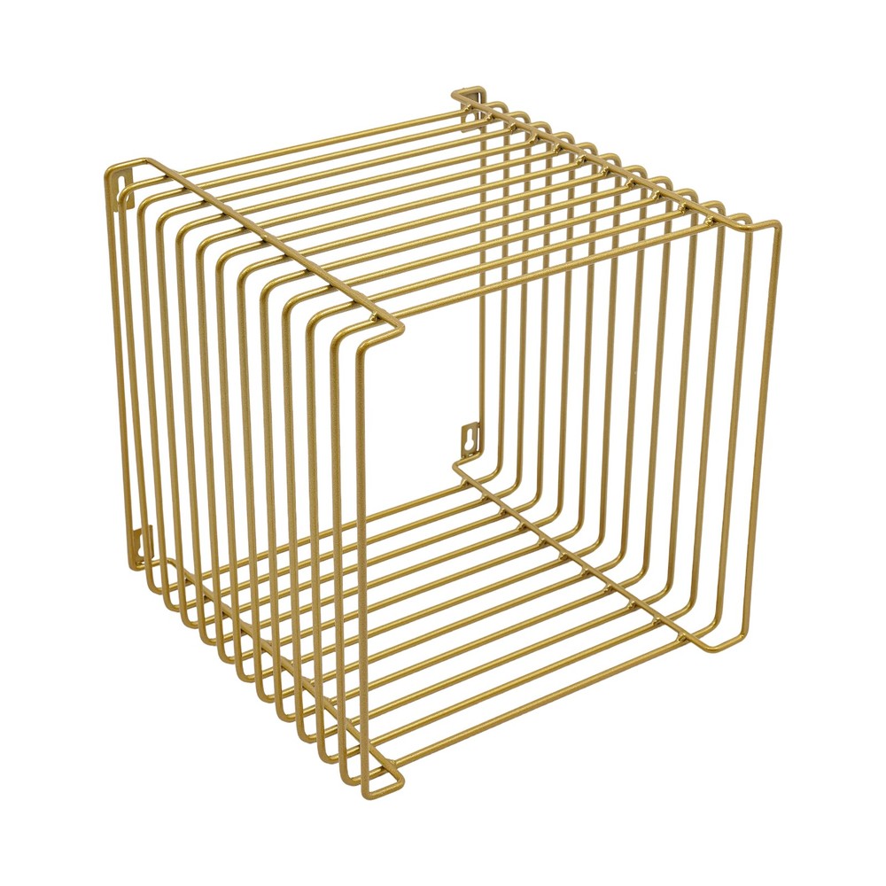2025 Style Side Table Square Geometry Side Table Linear Metal End Table Gold