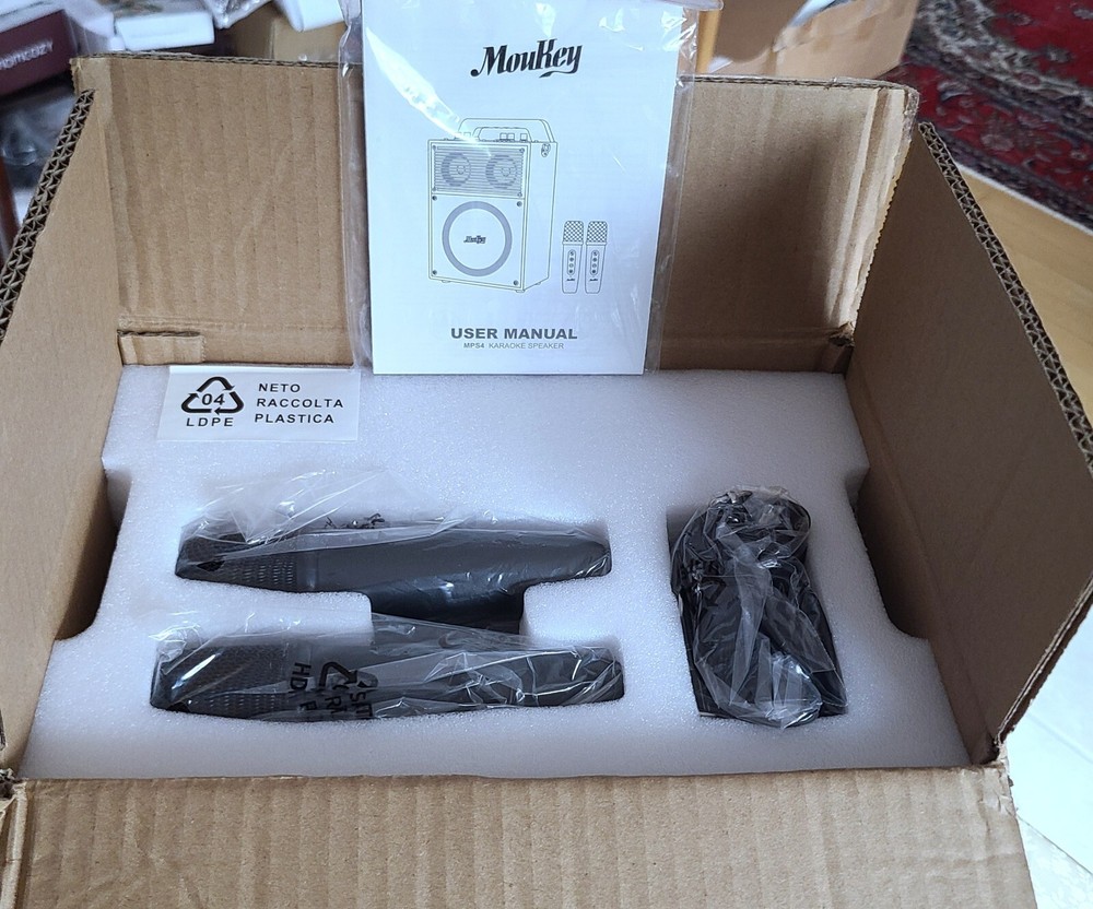 Moukey Karaoke Machine Gray Portable Bluetooth PA System Bluetooth Speaker 150W