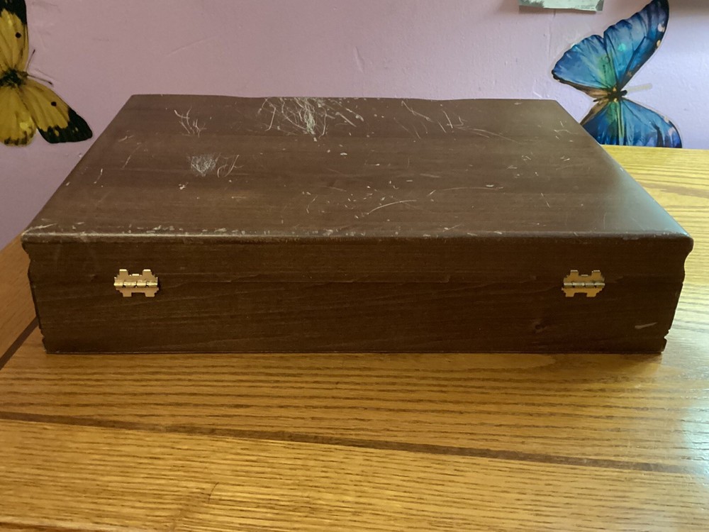 Wooden Original Vintage Sterling Silverware Box Hinged Case Only