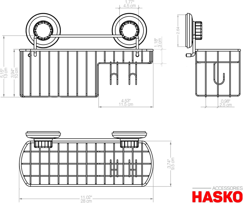 HASKO 2 Pack Shower Caddy Suction Cup with Hooks & Soap Holder, Includes 2 Soap