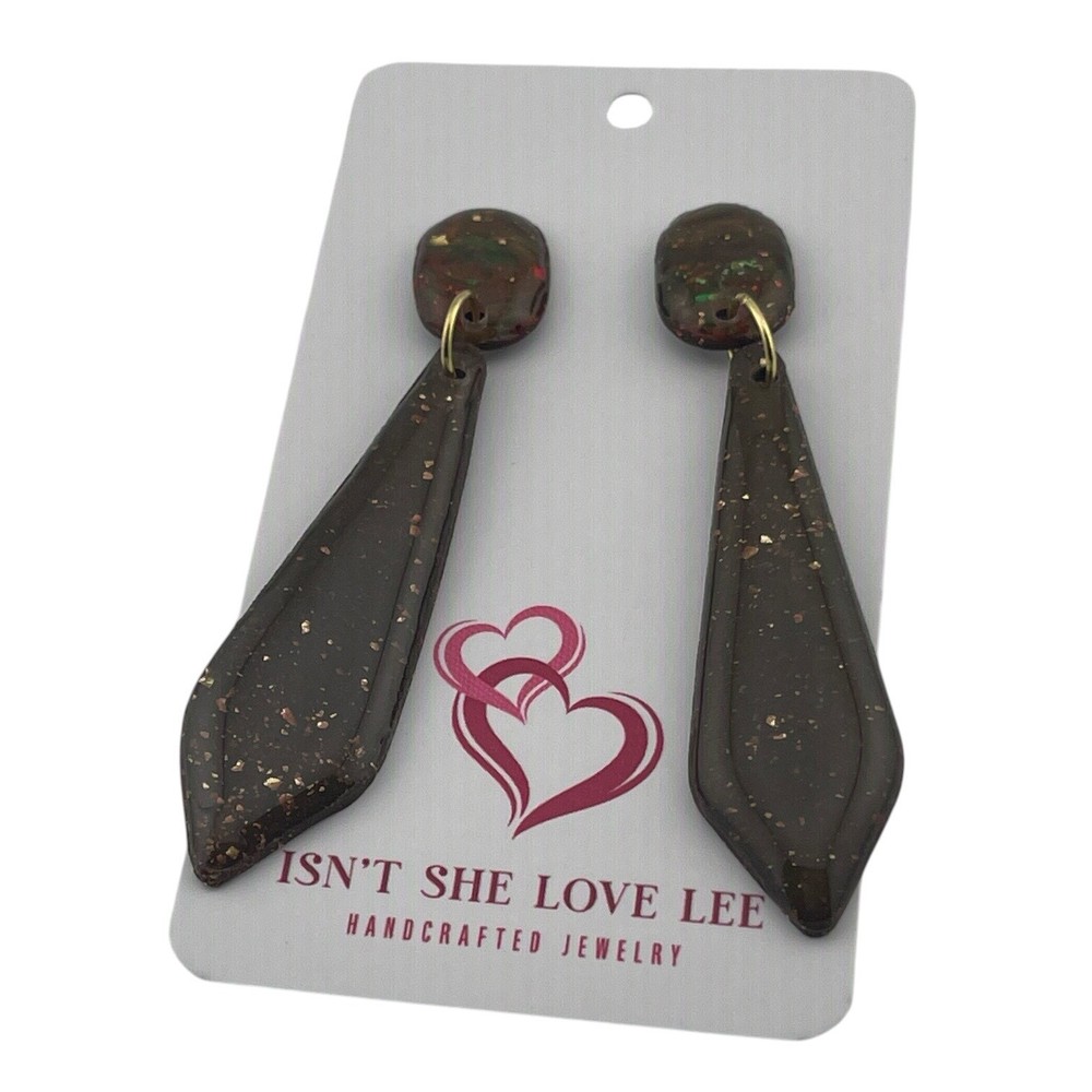 Earring: 2.5in Handmade Multicolor Polymer Clay Stud Dangles