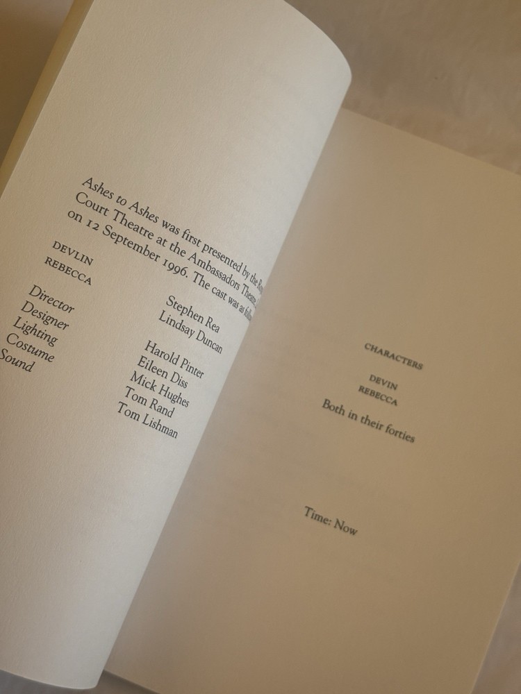 ASHES TO ASHES Harold Pinter - Grove Press SCRIPT