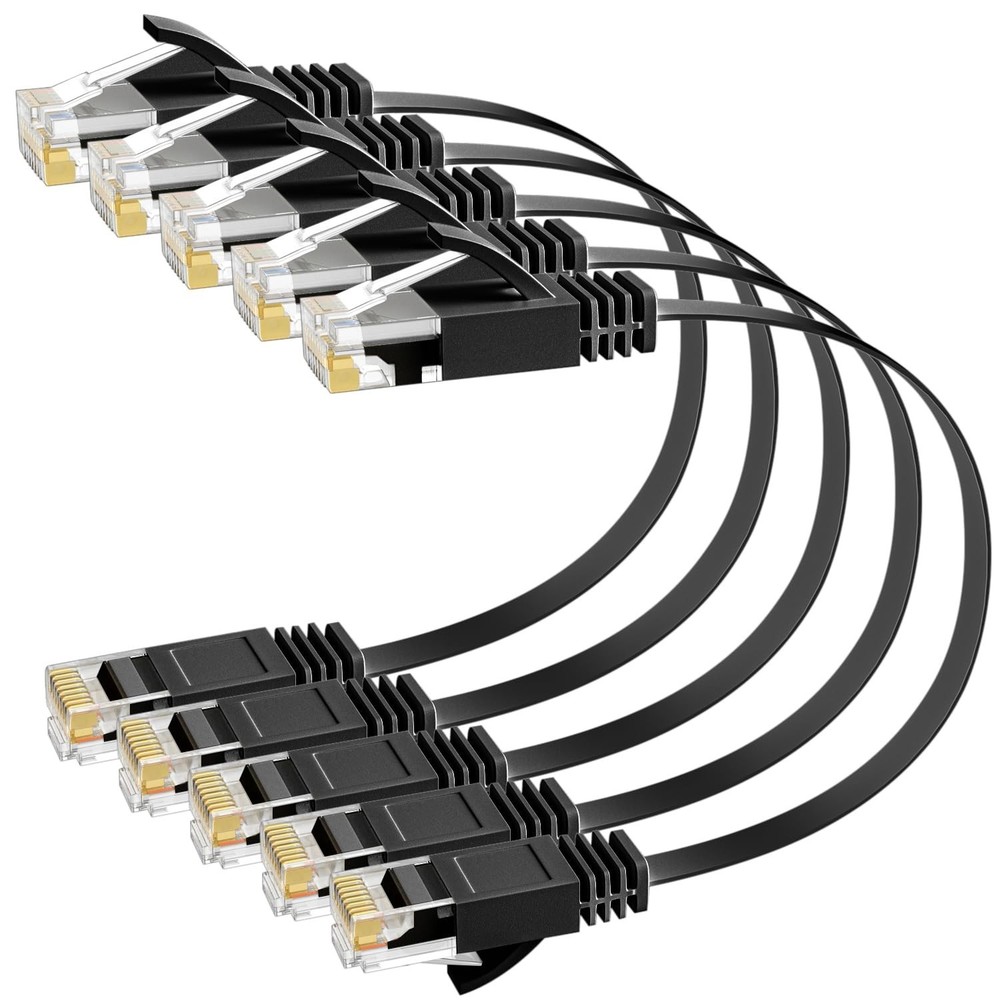 6 Flat Ethernet Cable 2 Ft/5 Pack, High Speed Slim Short Patch Cables Internet C