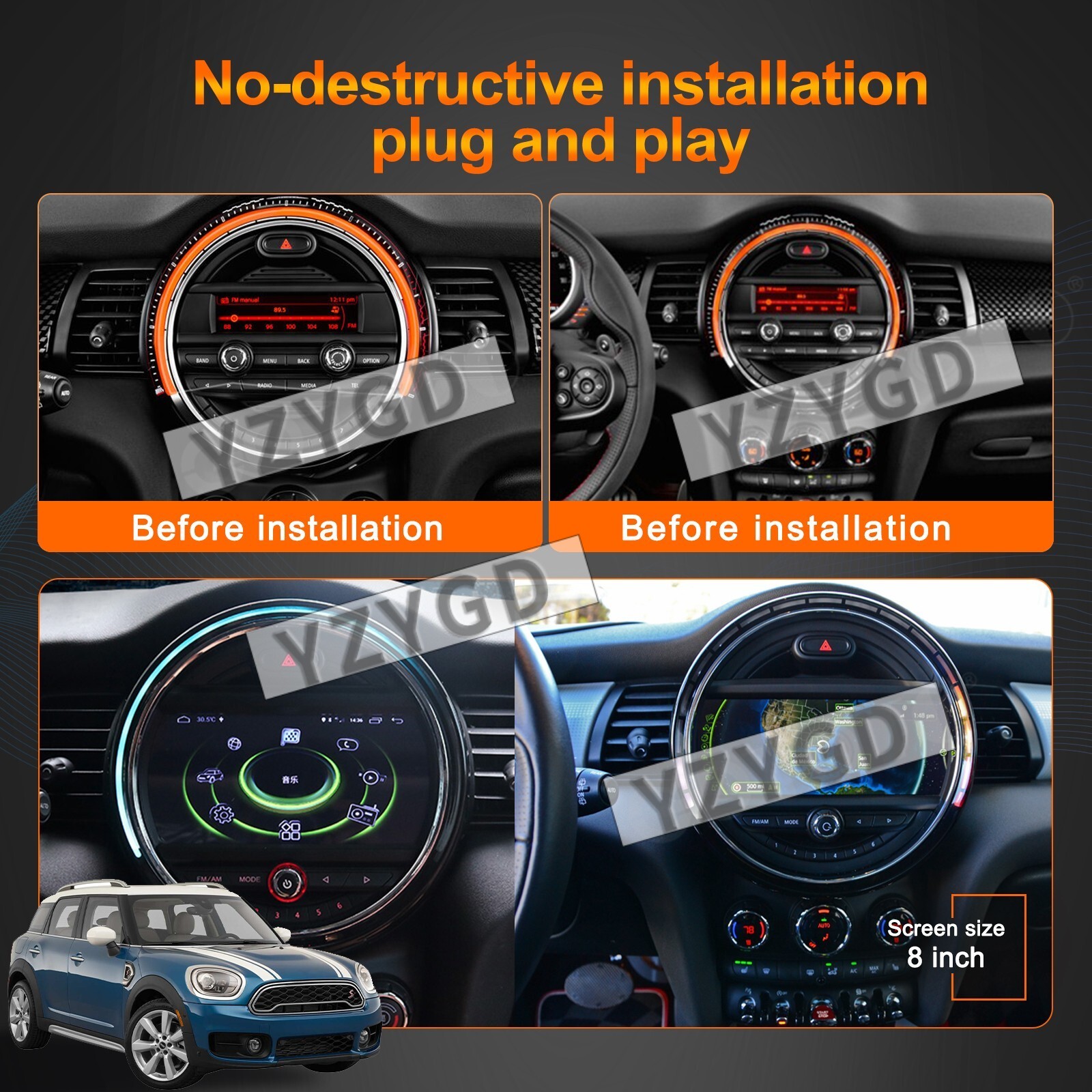 Android Car Radio 2Din For BMW Mini Cooper 2015-2019 Stereo Receiver GPS CarPlay