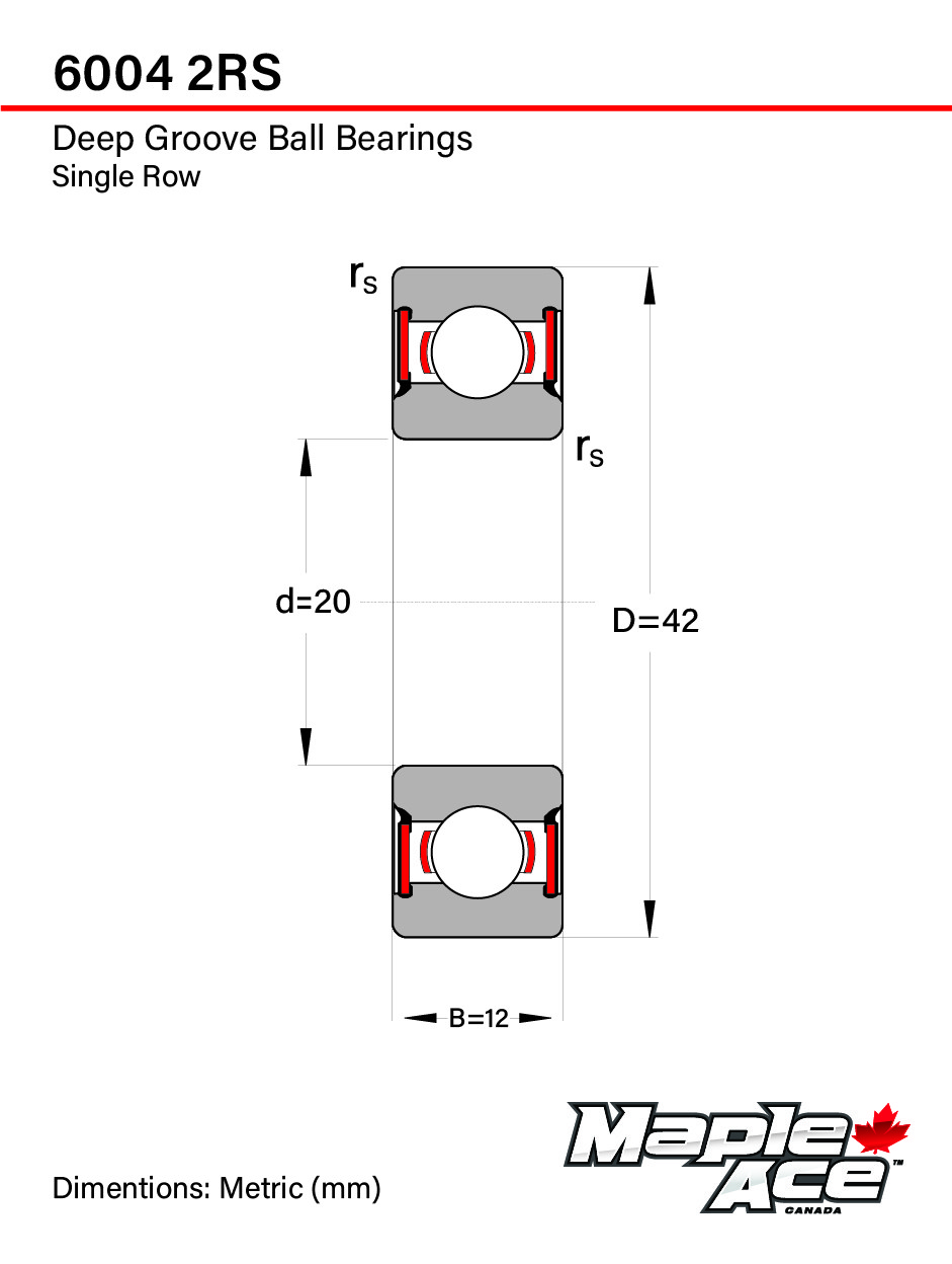 6004-2RS Ball Bearing 20x42x12mm 6004 2RS Rubber Sealed (Qty 20)