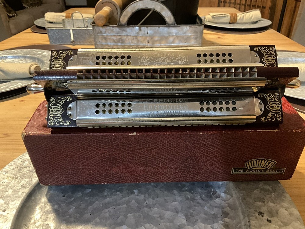HOHNER Germany 4 Side HARMONICA Tremolo W/ Box