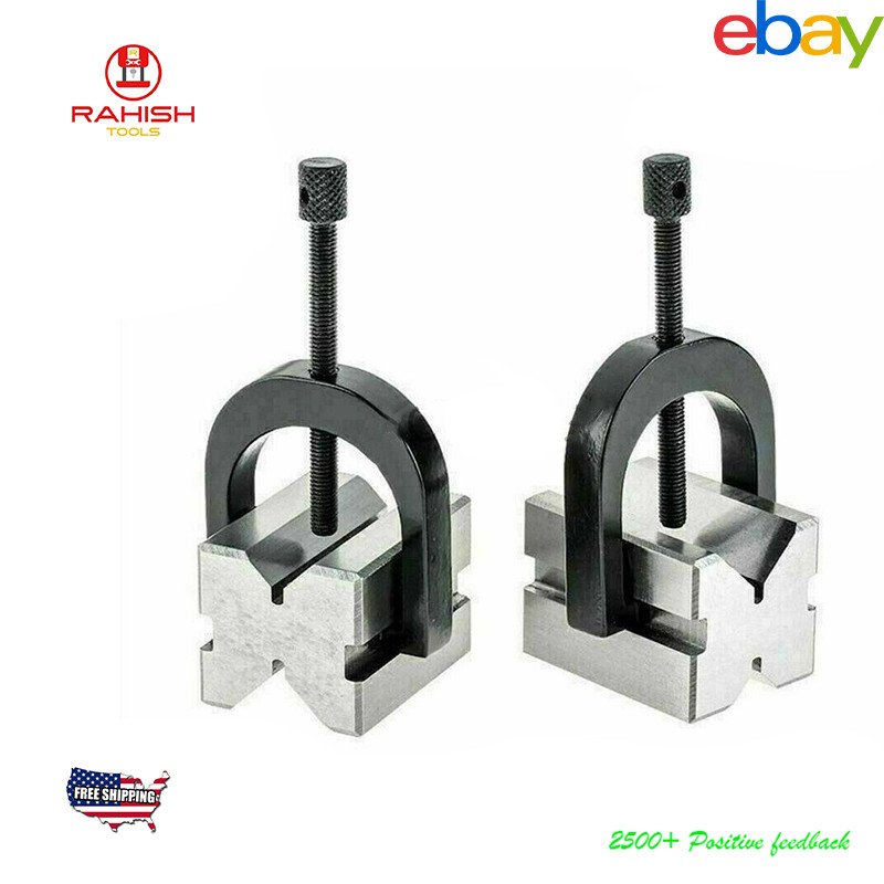 Precision Engineers All Steel V Blocks Clamp Set Vee Block Matched Pair