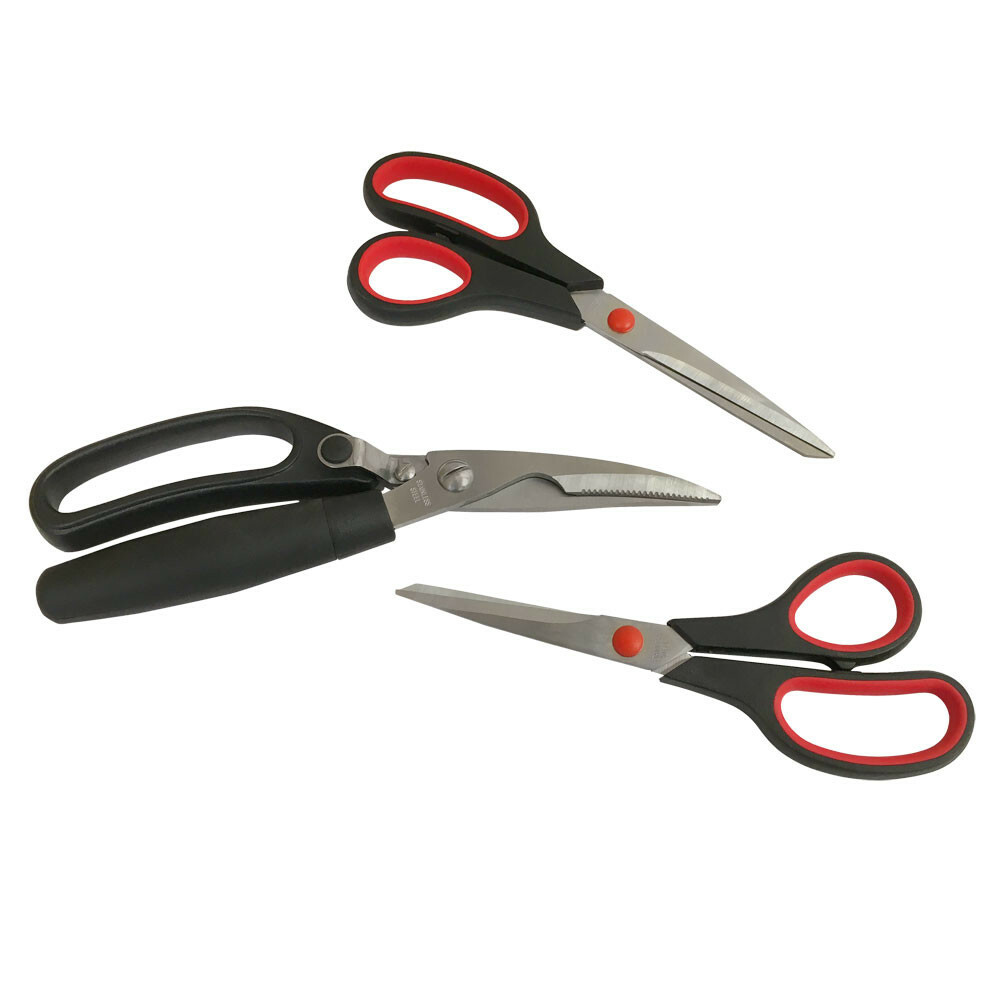 3 Pc Stainless Steel Multi-Purpose Utility Scissors Set