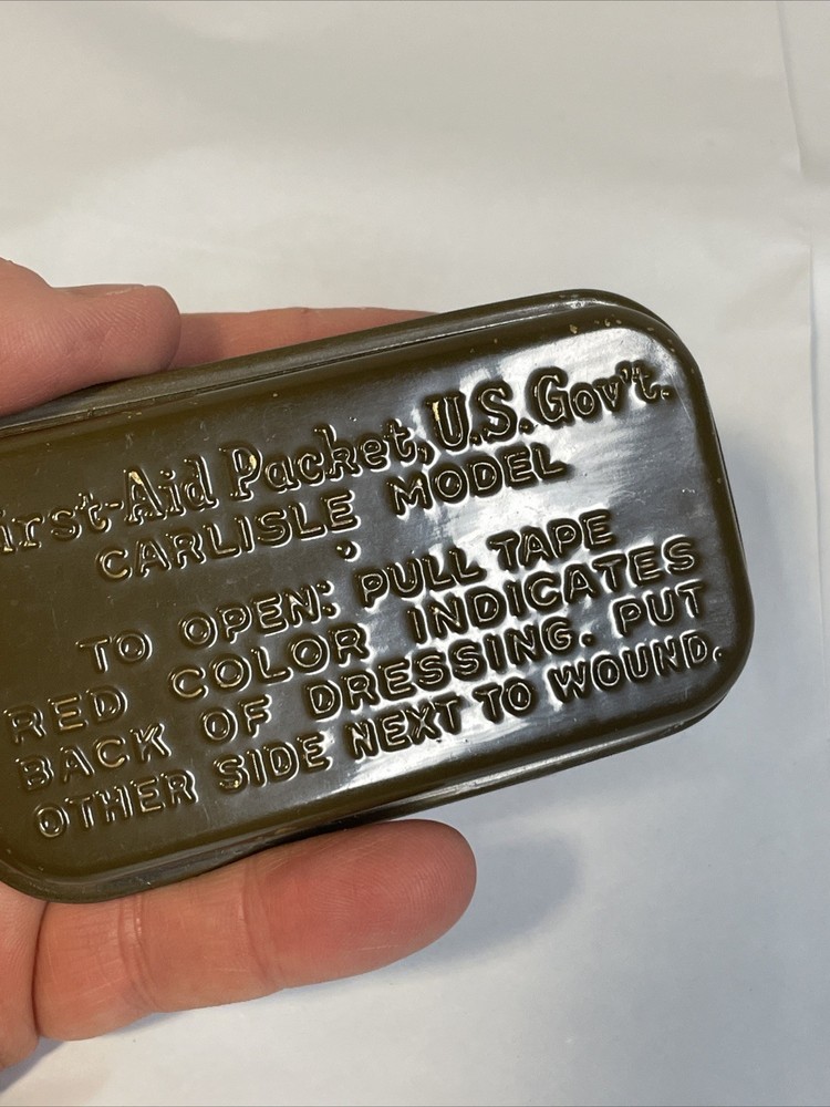 WWII US Army Infantry Medic First Aid Carlisle Bandage Tin Web Kit NICE Late War