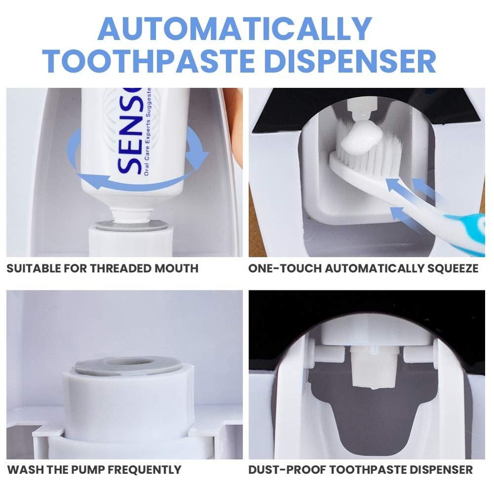 WAYCOM Dust-Proof Toothpaste Dispenser Squeezer Kit (Black) Black