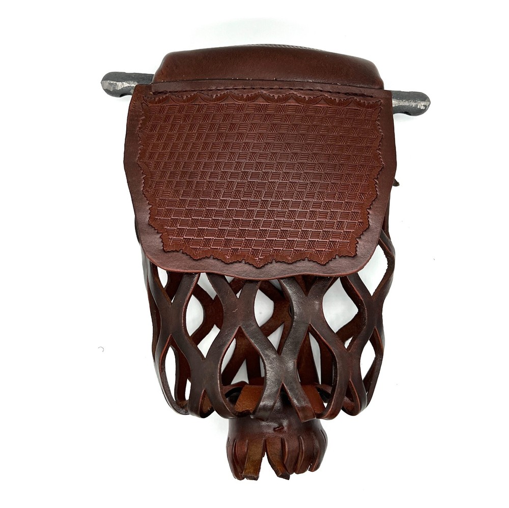 6pcs BROWN Genuine Leather Pool Table Pockets Mosaic Pattern