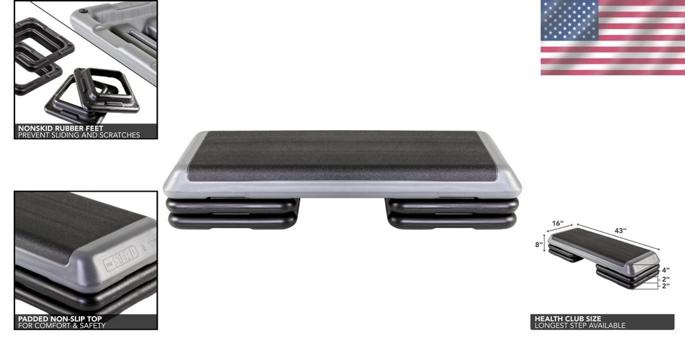 Durable Step Exercise Platform with 4 Height Options for Customizable Workouts
