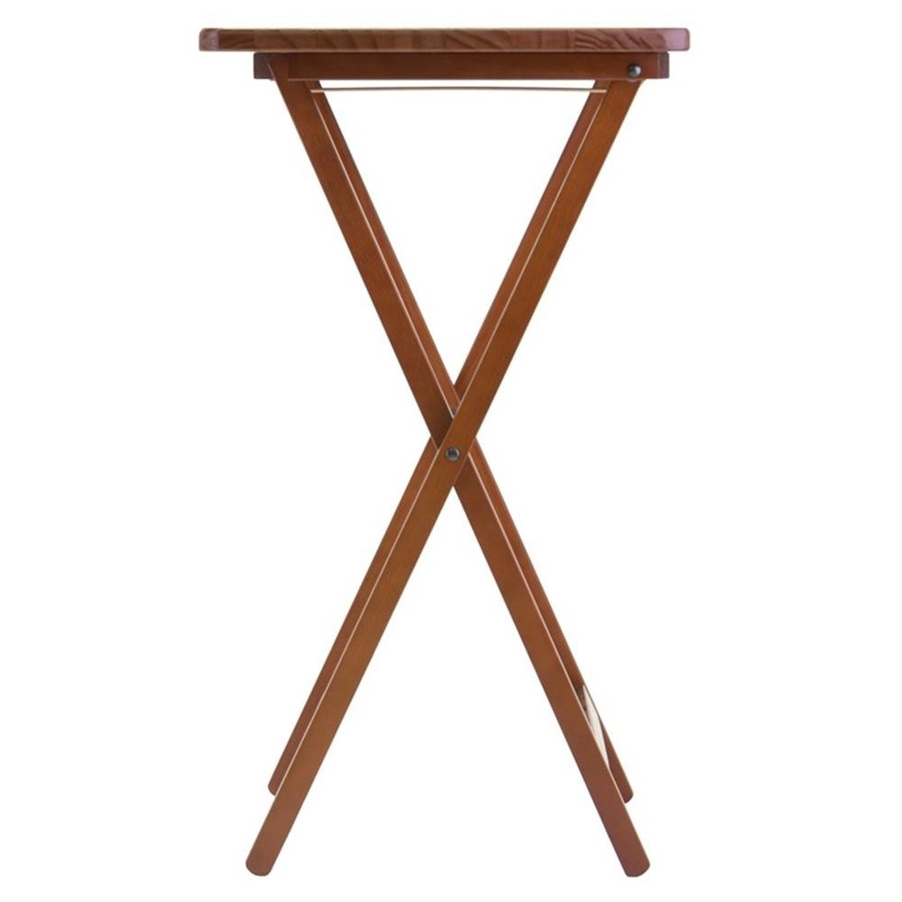 Pemberly Row 5-Piece Transitional Solid Wood Snack Table Set in Walnut