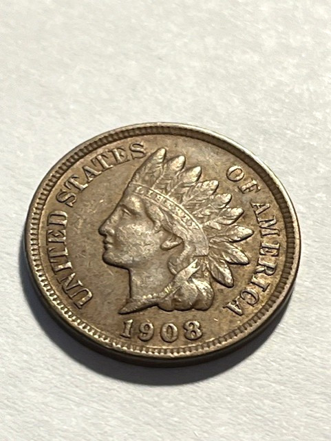 1908-P Indian Head Cent/VF+ #17847-2