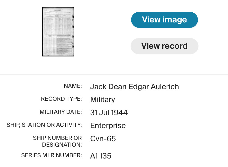 Original WWII US Navy Doolittle Raid USS ENTERPRISE Sailor ID Bracelet CA6