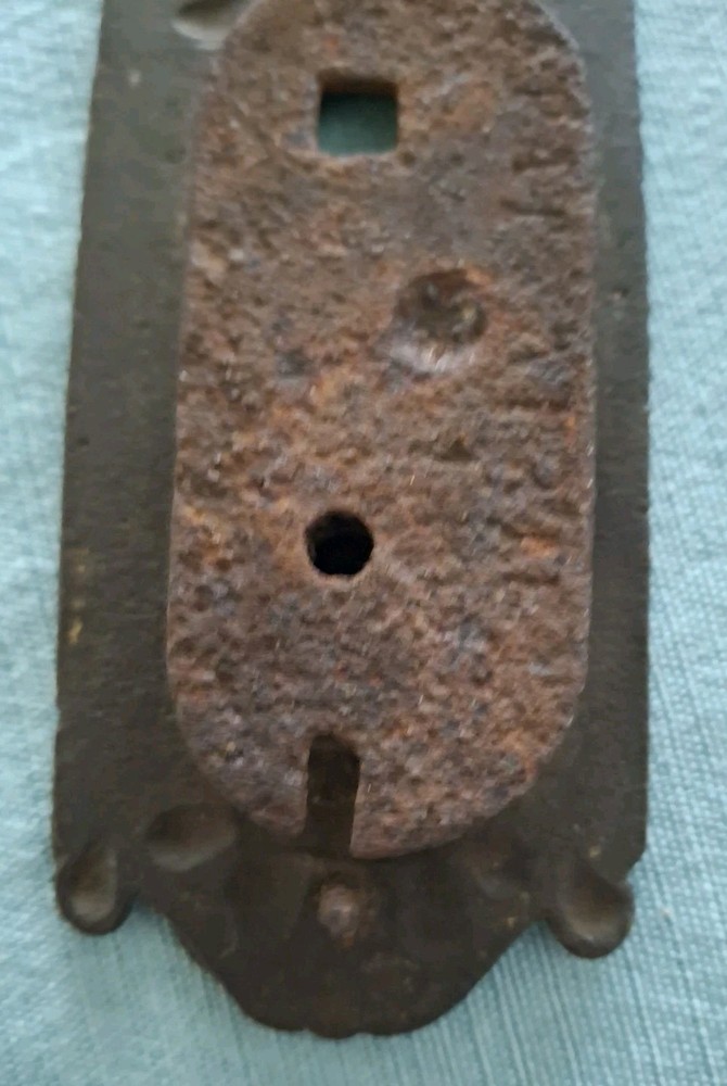 Victorian Baldwin Lock Plate & Handle, Ornate Cast Iron