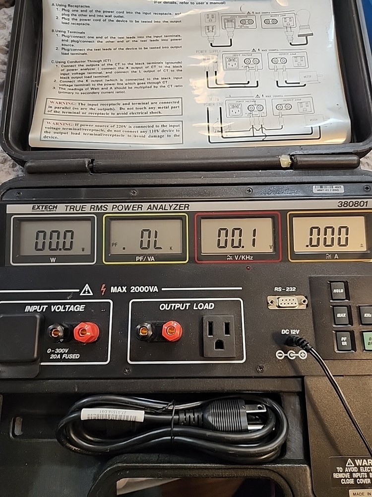 EXTECH 380801 TRUE RMS SINGLE PHASE POWER ANALYZER