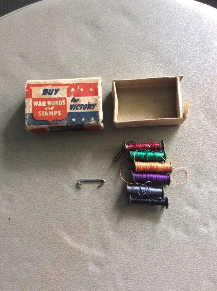 WW2 Matchbox Buy War Bonds World War II with 6 Mini Sewing Thread